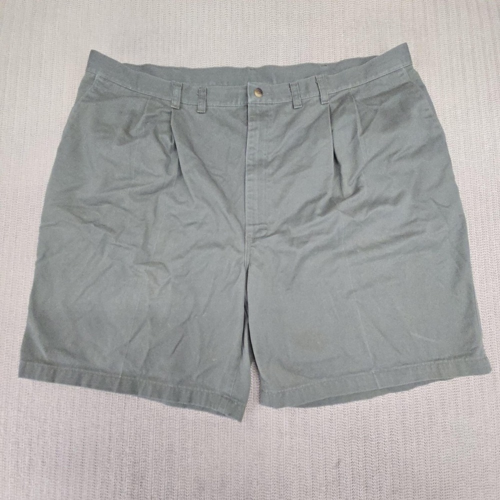 Timber Creek By Wrangler Shorts Mens 46 Green Canvas Pleated Chino 9 Inseam